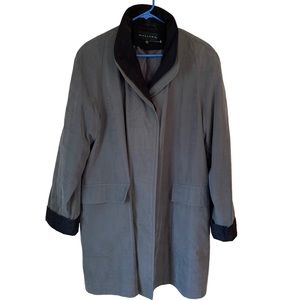 Gallery Classic Gray Black Faux Suede Mid Length Career Coat Women Size XL